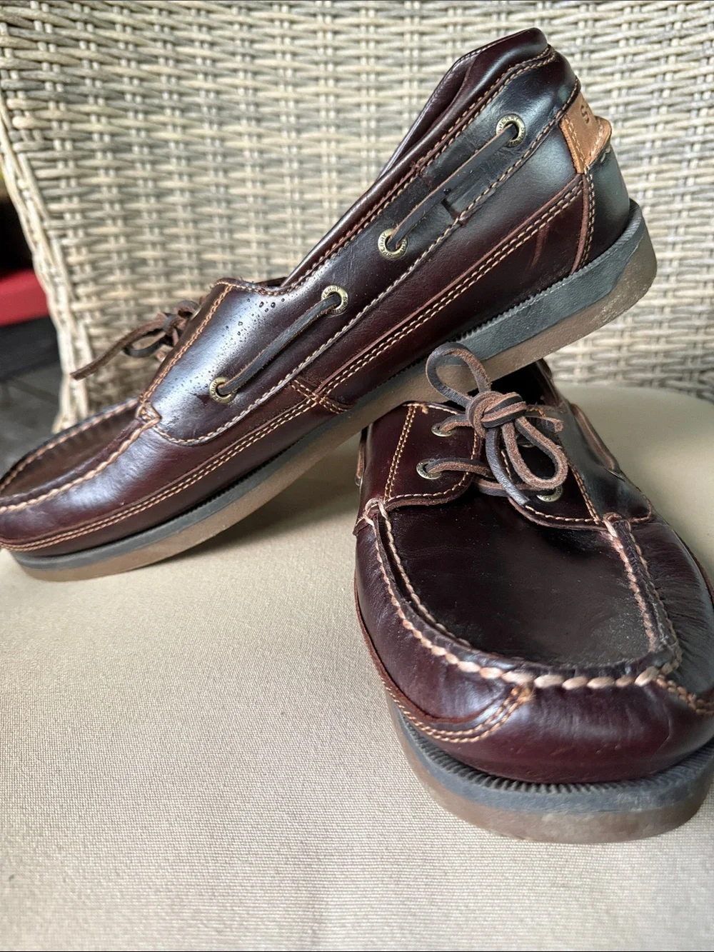 Sperry Men's Maco 2- eye canoe Leather Moc Toe Boat Shoes Amaretto brown